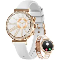 Elegante Smartwatch Damen mit Telefonfunktion 2026 Gold rund mit Blutdruckmessung für Android und Apple Geräte wasserdicht mit Armbandwechsel - Gold