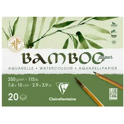 Clairefontaine 2x Bamboo, 1-seitig geleimter Block mit 20 Blatt Bambuspapier, A7, 250g - 975910C