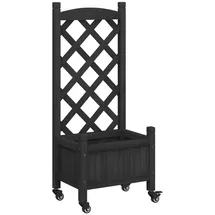 vidaXL Pflanzkübel mit Rankgitter und Rollen 60 x 30 cm Schwarz