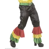 Satinhose schwarz mit 3 Col Pailletten Gürtel Herren Kostüm Groß für 70er Jahre Travolta Night Fever Mottoparty Verkleidung