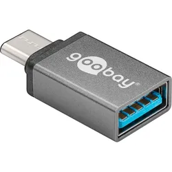 USB-C 3.0 Adapter, Metall, C Stecker  A Buchse - Farbe: grau