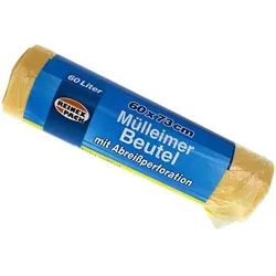 Müllbeutel Reinex gelb 7 my 60 L 20 Stück/Rolle HDPE Material, 600 x 730 mm, extra reißfest