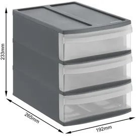 Rotho Schubladenbox Tower Systemix S 3 Schübe anthrazit