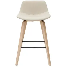 miliboo Barhocker skandinavisches Design beige und Holz H65 cm (2er-Set) NONIE