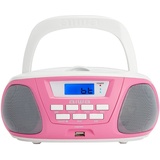 Aiwa BBTU-300PK Tragbares CD-Radio mit Bluetooth, USB, AUX-In, Radio-Tuner, Sonderedition für Kinder und Mädchen