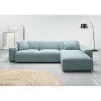 andas Ecksofa »Glimminge auch in Breitcord, Feincord, Bouclé + Easy care-Bezug«, L-Form, Breite 294, Zierkissen blau