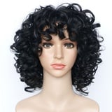 Afro Perücke Schwarze Blond Brazilian Synthetische Brasilianisches Verworrene Lockige Natürliche Haar für Frauen, Curly mit Bangs Kurze Perücken für Damen