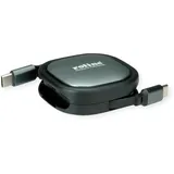 Roline USB 2.0 Aufrollbares Kabel, C-C ST/ST, schwarz, 1,2 m