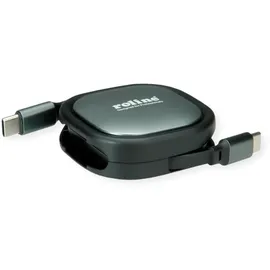 Roline USB 2.0 Aufrollbares Kabel, C-C ST/ST, schwarz, 1,2 m