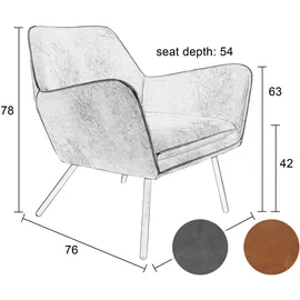 designline Sessel BON Kunstleder 80 x 78 x 80 cm Braun