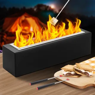 Tischkamin -Verstellbare Flamme, Tischfeuer Outdoor & Tischfeuer Indoor | Bioethanol Tischkamin | Bio Ethanol Kamin für Garten, Terrasse und Balkon | S'Mores Maker Kit