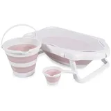 Cangaroo Badewannen-Set Hawaii 4-teilig faltbar Wasserablauf Ablagefächer Netz rosa