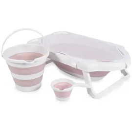 Cangaroo Badewannen-Set Hawaii 4-teilig faltbar Wasserablauf Ablagefächer Netz rosa