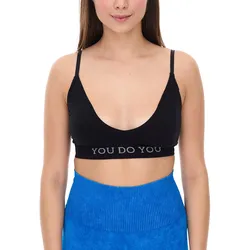 YOU DO YOU Damen Sport-BH Sport-Bustier nahtloses Sport-Oberteil Yoga-BH 904941 Schwarz - XS