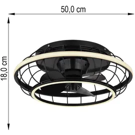 GLOBO Deckenventilator 50 cm Schwarz