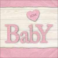 Ambiente Home 20 Servietten Baby Holzoptik Motiv Herz LOVE
