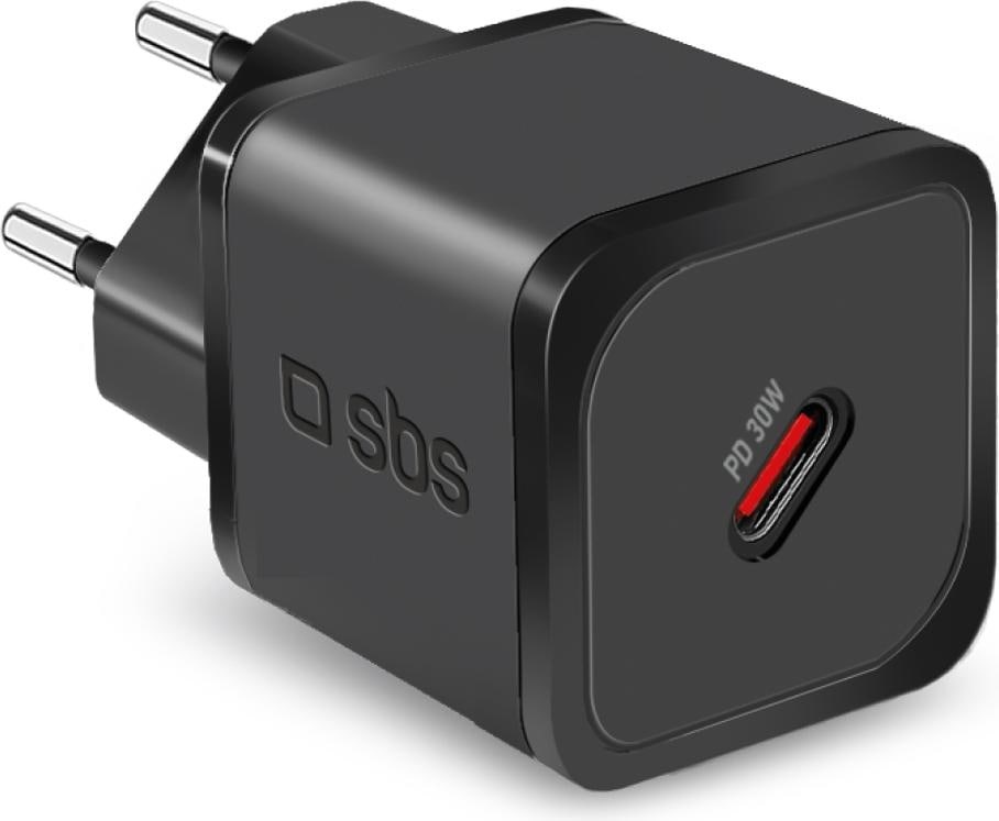 SBS Ladegerät GaN USB-C PD 30W schwarz (30 W, Power Delivery), USB Ladegerät, Schwarz