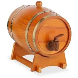 Relaxdays Kleines Holzfass 2,2 Liter Braun,Gold,Hellbraun
