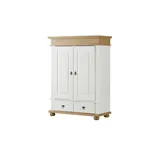 Wäscheschrank Massivholz  2-türig Fehmarn , weiß , Maße (cm): B: 101 H: 136 T: 46.0