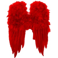 Kleine rote Flügel aus Federn - Kostüm-Zubehör für Karneval, Halloween & Motto-Party