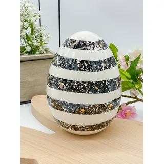 EXNER XOXO Ei / Osterei gestreift Schwarz / Weiß 16 cm Dekofigur Ostern