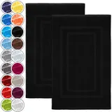 NatureMark 2er Pack Badvorleger Badematte | Premium Qualität | 100% Baumwolle | 50 x 80 cm | Duschvorleger Duschmatte Doppelpack | Farbe: Schwarz