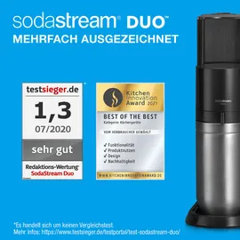 Sodastream Duo titan + 3 Glaskaraffen + PET-Flasche + Zylinder