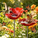 2026 Neue Blumen Vogeltränke Gartenstecker aus Metall,Vogeltränke Blume BienenVogeltränke,insektentränke Garten,Vogelfutterhaus Gartenfiguren & Gartenstatuen Gartendeko für Hof, Terrasse (2 Stück)