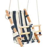 vidaXL Babyschaukel mit Sicherheitsgurt Baumwolle Holz Blau