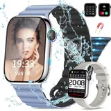 Smartwatch Damen Herren, Smartwatch mit Telefonfunktion, 2,09" HD Fitness Tracker Uhr, IP67 Wasserdicht Pulsmesser Schrittzähler Aktivitätstracker - Grau