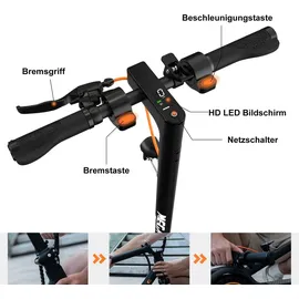 Mega Motion Elektroscooter E-Scooter mit Straßenzulassung ABE 8.5 Zoll Elektroroller mit 400W, APP, 20KM/H, 7,8AH 15KG Gewicht, faltbar, Duales Brems, Zwei Stoßdämpfer, Geeignet für Erwachsene