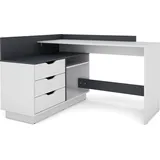 byLIVING Belfast Winkelschreibtisch, weiß/anthrazit, Links montierbar, Holzwerkstoff Spanplatte, B 129, H 83,5, T 105 cm