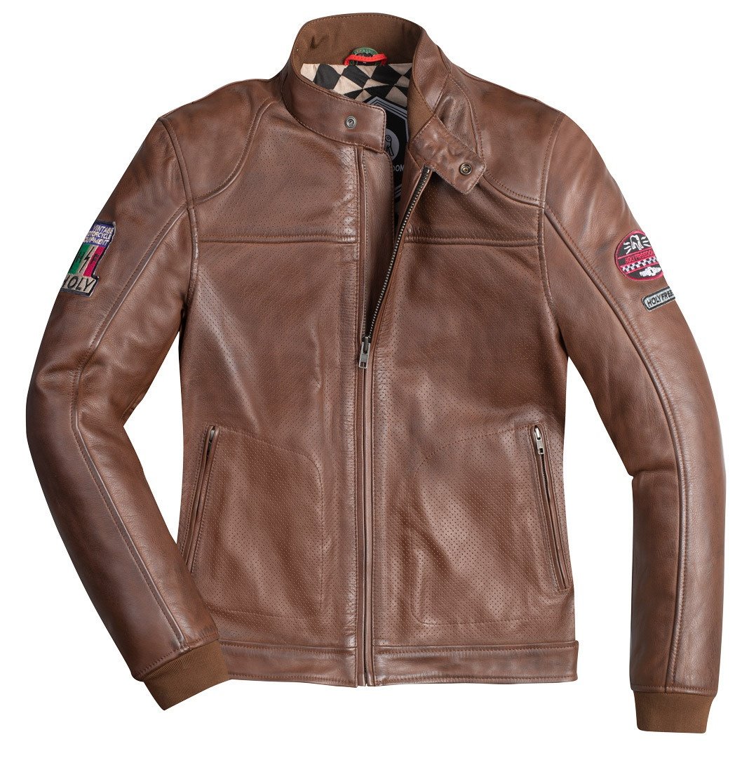 HolyFreedom Due Motorrad Lederjacke, braun, Größe XL für Männer