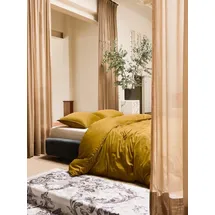 Essenza Bettwäsche Minte Olive, 135x200 + 1x 80x80 cm olivenfarben mit Kissenbezug 80 x 80 cm Reißverschluss