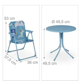 Relaxdays Camping Kindersitzgruppe, mit Schirm blau