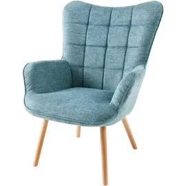 Riess-Ambiente Sessel SCANDINAVIA - blau Strukturstoff Massivholz-Beine mit Armlehnen modern