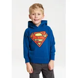 LOGOSHIRT Kapuzen-Sweatshirt Superman Blau/Gelb/Rot 80