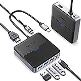 ORICO USB C Hub 6 in 1 Docking Station mit 4K HDMI, PD 100W, 5Gbps USB C 3.0, 3 Ports 5Gbps USB A 3.0, Typ C Multiport Adapter für MacBook Air Pro M2 M1 iPad Surface Dell Hp (15cm)