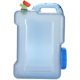 Camping Wasserkanister 12L/18L Wasserkanister mit Hahn Schraubdeckel Tragbarer Trinkwasserkanister Wassertank Camping mit Griffen für Outdoor Reise Hause Trinkder Speicher-Eimer Transparent Blau (18L)