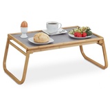 relaxdays Tabletttisch Betttablett klappbar Bambus braun|grau