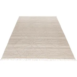 OBSESSION Teppich My Dakar 365, rechteckig, Höhe: 5 mm, Rauten Muster, mit Fransen, handgewebt, In- und Outdoor geeignet beige 80 cm x 150 cm x 5 mm