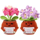 Guilinone 2 Stück Mama Geschenk, Pocket Hug für Mama,Handgemachte Häkelblume als Glücksbringer,Liebevolles Geschenk zum Muttertag, Geburtstag oder Weihnachten