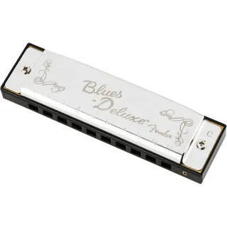 Fender Blues Deluxe Mundharmonika, Hochwertige Blues Harp mit warmem Sound, geeignet für Einsteiger und Profis, 10 Löcher, Nickel-Chrom, Tonart C, Inklusive Etui