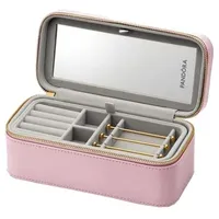 Pandora Kleine rosafarbene Schmuckbox aus Textil und Kunstfasern hergestellt, Maße: 20 x 8,5 x 10,1 cm, A008