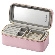 Pandora Kleine rosafarbene Schmuckbox aus Textil und Kunstfasern hergestellt, Maße: 20 x 8,5 x 10,1 cm, A008