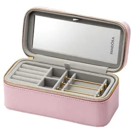Pandora Kleine rosafarbene Schmuckbox aus Textil und Kunstfasern hergestellt, Maße: 20 x 8,5 x 10,1 cm, A008