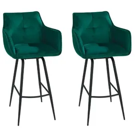 Home4You Barhocker 2er Set, Grün - H 106 cm - Samtbezug - Metallgestell - 360 Grad drehbar - 2er Set