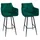 Home4You Barhocker 2er Set, Grün - H 106 cm - Samtbezug - Metallgestell - 360 Grad drehbar - 2er Set