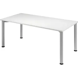 Geramöbel Flex höhenverstellbarer Schreibtisch lichtgrau, silber rechteckig, 4-Fuß-Gestell grau 160,0 x 80,0 cm