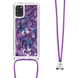 Handykette Hülle für Samsung Galaxy S24 FE Glitzer Treibsand Necklace Hülle mit Kordel zum Umhängen Silikon Clear Handy Schutzhülle Bumper dünn Hülle mit Band Case zum umhängen Windspiele